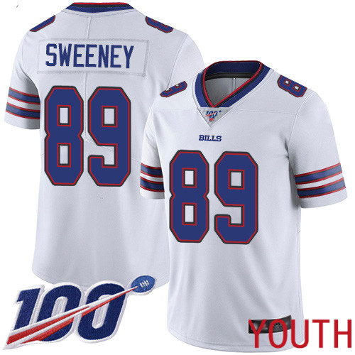 Youth Buffalo Bills #89 Tommy Sweeney White Vapor Untouchable Limited Player 100th Season NFL Jersey